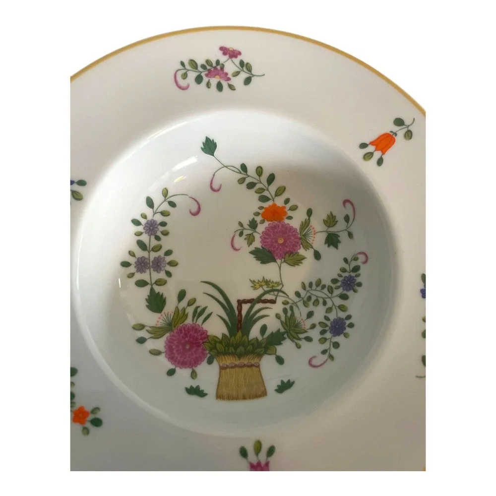 Ceralene Raynaud Limoges Panier Chinois Chinese Basket‎ Celadon Rim Soup Bowl